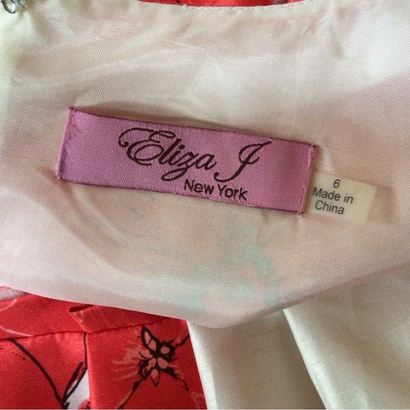 Eliza J Dress 6 Sheath Red Floral Sleeveless - Picture 8 of 8